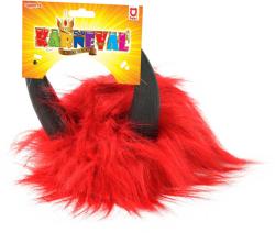 KARNEVAL Paruka čert s rohy červená (karnevalový doplněk)