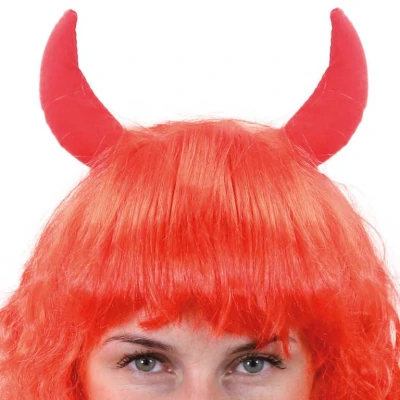 KARNEVAL Paruka čertice s rohy červená (karnevalový doplněk)