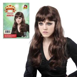 KARNEVAL Paruka hnědé vlasy (karnevalový doplněk)