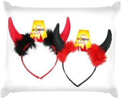 KARNEVAL Rohy čertí filcové s peřím pro dospělé (karnevalový doplněk)