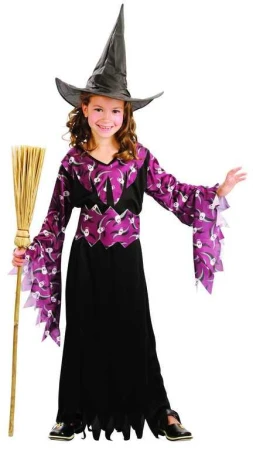 KARNEVAL Šaty Čarodějka vel. L (130-140cm) 8-10 let KOSTÝM