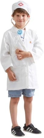 KARNEVAL Šaty doktor bílý plášť + čepice KOSTÝM KARNEVAL Šaty doktor bílý plášť + čepice KOSTÝM