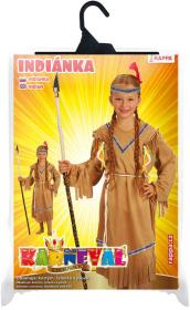 KARNEVAL Šaty Indiánka s čelenkou vel. S (110-120cm) 4-6 let KOSTÝM