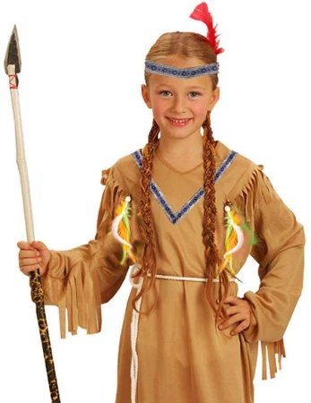 KARNEVAL Šaty Indiánka s čelenkou vel. S (110-120cm) 4-6 let KOSTÝM