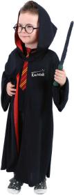 KARNEVAL Šaty plášť kouzelník 3-7 let (104-136cm) s kapucí a brýlemi KOSTÝM