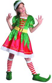 KARNEVAL Šaty Skřítek vel.M pro holky (120-130cm) 5-9 let KOSTÝM