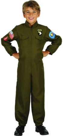 KARNEVAL Šaty vojenský pilot vel.M (120-130cm) 5-9 let KOSTÝM