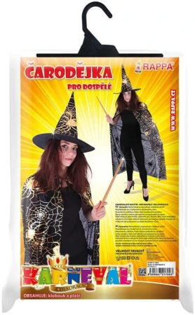 KARNEVAL Set plášť čarodějnický + klobouk pavučina dospělý KOSTÝM