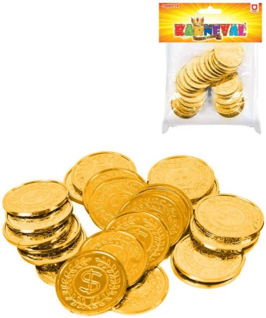 KARNEVAL Zlaté mince zlaťáky set 24ks v sáčku (karnevalový doplnok)