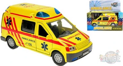 Kids globe Ambulance auto kovové 14 cm PB sanitka se zvukem a světlem Kids globe Ambulance auto kovové 14 cm PB sanitka se zvukem a světlem