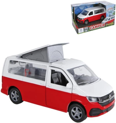 KIDS GLOBE Auto dodávka Volkswagen Camper 14cm zpětný chod kovový model KIDS GLOBE Auto dodávka Volkswagen Camper 14cm zpětný chod kovový model