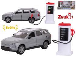 KIDS GLOBE Auto Volvo EX90 + dobíjecí stanice PB kov na baterie Světlo Zvuk