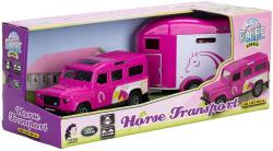 Kids globe Horses auto Land Rover set s přívěsem a koňmi růžový PB kov