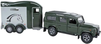 Kids globe Horses auto Land Rover set s přívěsem a koňmi zelený PB kov