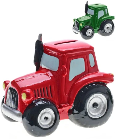 KIDS GLOBE Pokladnička traktor retro porcelánová kasička 2 barvy KIDS GLOBE Pokladnička traktor retro porcelánová kasička 2 barvy
