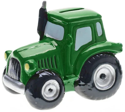 KIDS GLOBE Pokladnička traktor retro porcelánová kasička 2 barvy