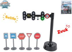 Kids globe Semafor silniční set s dopravními značkami na baterie Světlo Zvuk