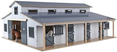 KIDS GLOBE Stáj pro koně se 7 boxy s pastvinou DŘEVĚNÁ (stavebnice)