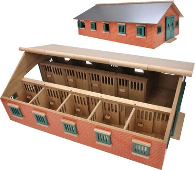 Kids globe Stáje pro koně 1:24 se 7 boxy DŘEVĚNÁ (stavebnice)