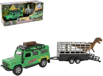Kids globe Traffic auto Land Rover set s přívěsem a dinosaurem PB kov Kids globe Traffic auto Land Rover set s přívěsem a dinosaurem PB kov