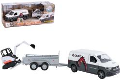 Kids globe Traffic auto VW Transporter set s bagrem a přívěsem PB kov Kids globe Traffic auto VW Transporter set s bagrem a přívěsem PB kov