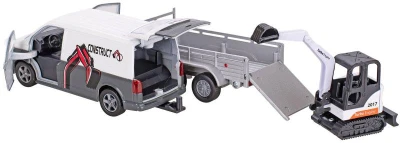 Kids globe Traffic auto VW Transporter set s bagrem a přívěsem PB kov