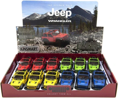 Kinsmart Auto 1:34 Jeep Wrangler otevřená střecha 2018 kov PB 12cm 4 barvy