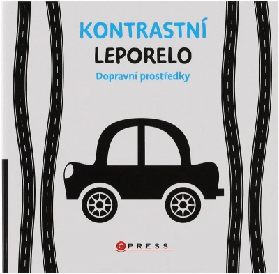 Knížka baby kontrastní leporelo dopravní prostředky pro miminko