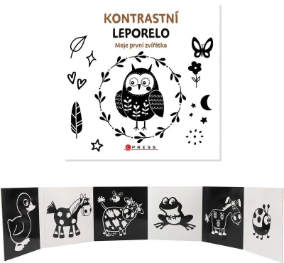Knížka baby kontrastní leporelo zvířátka pro miminko Knížka baby kontrastní leporelo zvířátka pro miminko