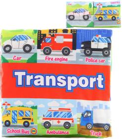 Knížka baby textilní šustící puzzle dopravní prostředky 2v1 pro miminko Knížka baby textilní šustící puzzle dopravní prostředky 2v1 pro miminko
