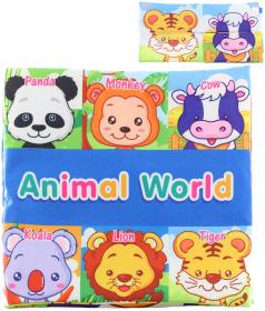 Knížka baby textilní šustící puzzle zvířátka 2v1 pro miminko Knížka baby textilní šustící puzzle zvířátka 2v1 pro miminko