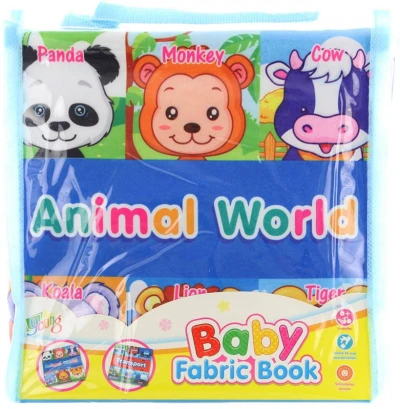 Knížka baby textilní šustící puzzle zvířátka 2v1 pro miminko