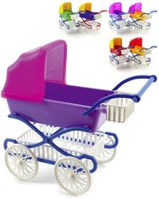 Kočárek barevný hluboký pro panenku miminko různé barvy plast Kočárek barevný hluboký pro panenku miminko různé barvy plast