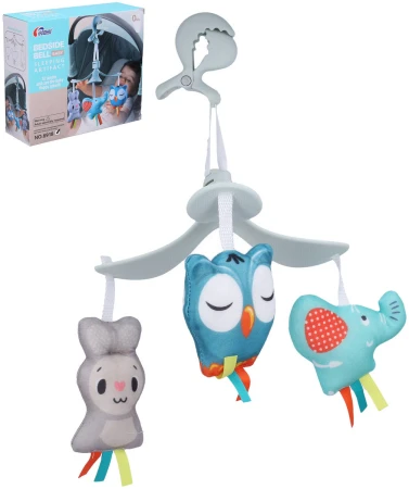 Kolotoč baby závěsný 3 zvířátka na kočárek pro miminko textil/plast