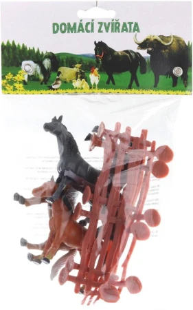 Koníci 10cm set 4ks s ohradou malý farmář v sáčku plast Koníci 10cm set 4ks s ohradou malý farmář v sáčku plast