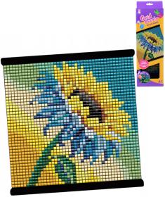 Korálkový obraz mozaika slunečnice v rámečku kreativní set s korálky