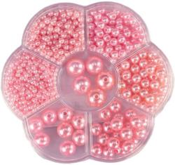 Korálky navlékací metalické růžové set 1150ks 3-12mm v plastovém boxu Korálky navlékací metalické růžové set 1150ks 3-12mm v plastovém boxu