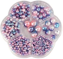 Korálky navlékací perleťové fialové set 1150ks 3-12mm v plastovém boxu Korálky navlékací perleťové fialové set 1150ks 3-12mm v plastovém boxu