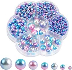 Korálky navlékací perleťové modré set 1150ks 3-12mm v plastovém boxu