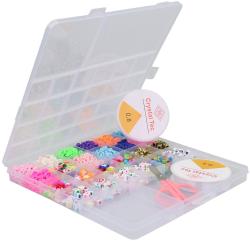 Korálky navlékací velká sada s nůžkami a provázkem v plastovém boxu Korálky navlékací velká sada s nůžkami a provázkem v plastovém boxu