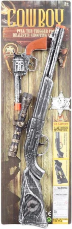 Kovbojská sada velká puška 50cm s pistolí a doplňky plast Kovbojská sada velká puška 50cm s pistolí a doplňky plast