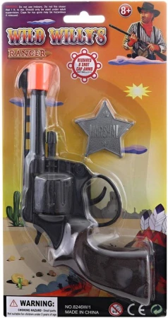 Kovbojský kolt na kapsle 8 rán set detská pištoľ kapslovka + odznak Kovbojský kolt na kapsle 8 rán set detská pištoľ kapslovka + odznak
