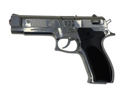 Kovová pistole serie 023 na kapslíkové kotoučky chromová s pouzdrem