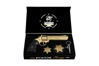 Kovový revolver zlatý - kompletní sada Kovový revolver zlatý - kompletní sada