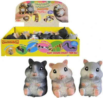 Křeček strečový 8cm zvířátko elastické natahovací antistresové 3 barvy Křeček strečový 8cm zvířátko elastické natahovací antistresové 3 barvy
