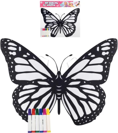 Křídla motýlí na gumičku na záda kreativní set s 6 fixy k vybarvení Křídla motýlí na gumičku na záda kreativní set s 6 fixy k vybarvení