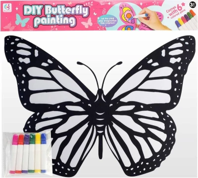 Křídla motýlí na gumičku na záda kreativní set s 6 fixy k vybarvení