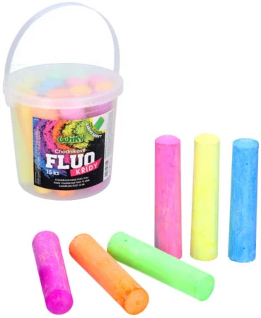 Křídy barevné chodníkové Fluo kulaté set 15ks v kyblíku Křídy barevné chodníkové Fluo kulaté set 15ks v kyblíku