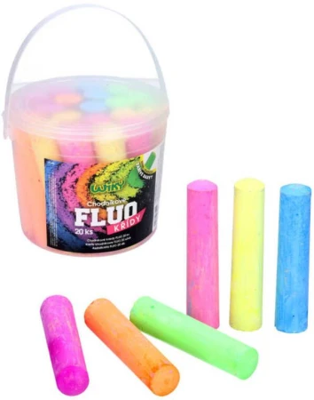 Křídy barevné chodníkové Fluo kulaté set 20ks v kyblíku Křídy barevné chodníkové Fluo kulaté set 20ks v kyblíku