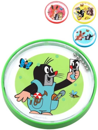 KRTEK (Krteček) Hra kuličkové bludiště labyrint kulatý 9cm plast 4 barvy KRTEK (Krteček) Hra kuličkové bludiště labyrint kulatý 9cm plast 4 barvy